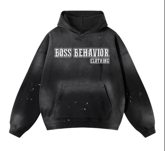 Boss Behavior Vintage Wash Frayed Fleece Hoodie - 360 GSM- Black